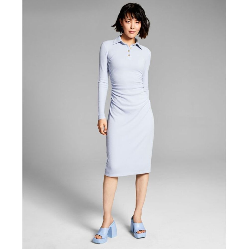 And Now This Now This Womens Ruched Polo Dress